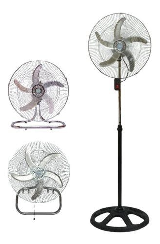 Imagen 1 de 1 de Ventilador 3 en 1 Tower T-251 negro con 5 palas color plateado de metal, 18" de diámetro 220 V