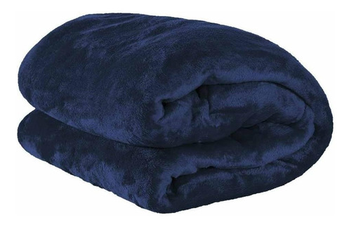 Cobertor Paulo Cezar Enxovais Fleece cor azul-marinho com design liso de 2.2m x 1.5m