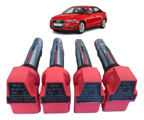 4 Bobinas Vermelhas Vw Audi A1 1.4t 036905715f 0986221023