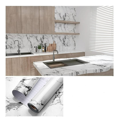 Papel Mural Pvc Marmol Para Cocina Autoadhesivo 5mt / 60cm