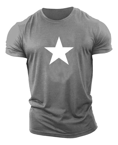Vintage 3d Five-pointed Star Solid Color Printed T-shirt