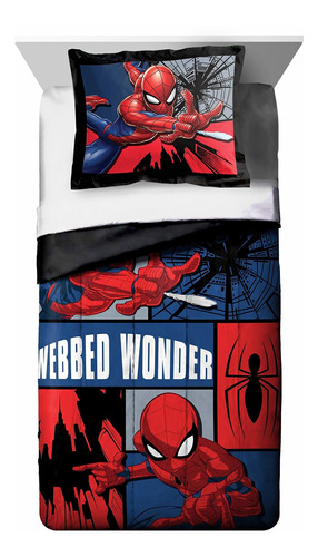 Marvel Spiderman Webbed Wonder Twin Comforter & Sham Set Sup