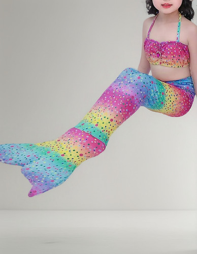 Conjunto De Traje De Baño De Cola De Pez Para Niña