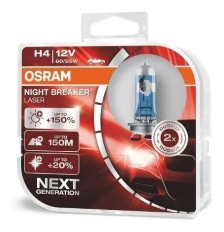 2 Bombillos Osram H4 Night Breaker Laser 12v 60/55 +150% Luz