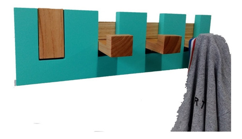 Imagen 5 de 10 de Perchero De Pared Madera Lustrada Y Laqueada 4 Perchas Escandinavo Nordico