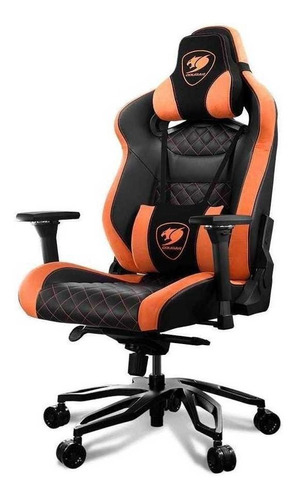 Cadeira De Escritório Cougar Armor Titan Pro Gamer Ergonômica  Preto E Laranja Com Estofado De Couro Sintético Y Suede