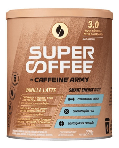 Suplemento en polvo Caffeine Army Supercoffee Classic Size Proteína sabor vanilla latte x 220g