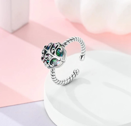 Anillo Ajustable Para Mujer Árbol De La Vida Plata S925