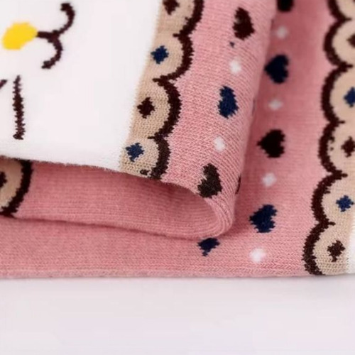 3 Pares De Calceta Tipo Tines Con Diseños De Gatito Variados Estampado Único