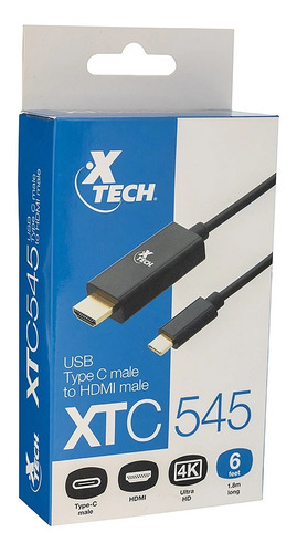 Cable Adaptador De Video Xtc-545 Usb-c A Hdmi Macho 1.8mts