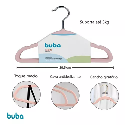 Cabide De Veludo Infantil Bebe Enxoval Kit C/05