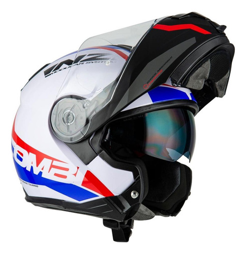 Capacete Nzi Combi 2 Shock Branco/vermelho/azul