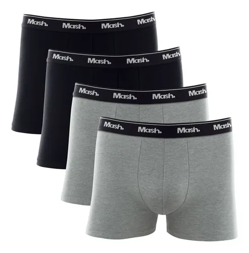 Mash Kit Cueca Boxer Mash 4 Peças Masculina Algodão Elástico