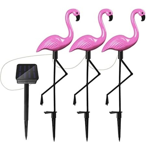 Flamingos Solares Con Estaca Para Jardín En Rosado Pack 3 