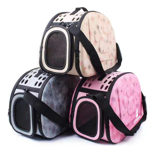 Bolsa Mala De Transporte Pet Para Cães E Gatos Desmontável Cor Rosa