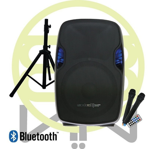 Bafle Bocina Amplificado 15 Bluetooth 2 Mic Inalambricos Aw