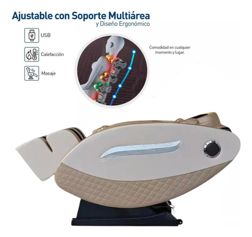 Sillón De Masaje Eléctrico Gravedad Cero Con Pantalla Beige
