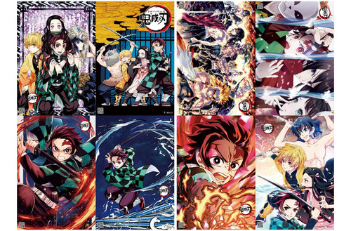 Paquete De 8 Afiches Poster Demon Slayer Kimetsu No Yaiba 