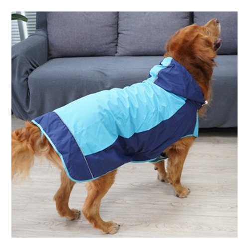 Chubasquero Grande Para Perros Con Capucha Ajustable (azul,