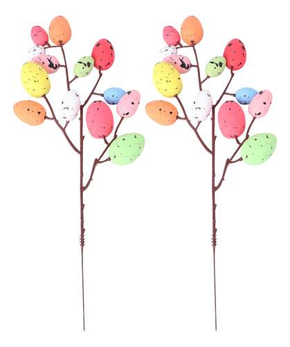 2 Tallos Creativos De Ramas De Árbol De Huevos De Pascua