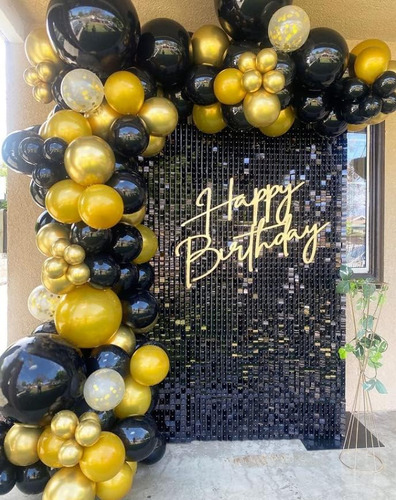 Shimmer Wall 4d Panel Pared Cortina 30x30 Cm Negro X 10 Un