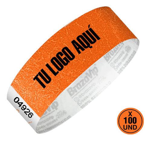 Brazaletes De Tyvek 3/4 Paq De 100 Brazaletes Personalizados