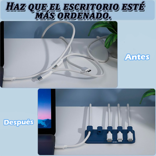 Soporte Con Clips Magnético Para Organizar Cables Escritorio