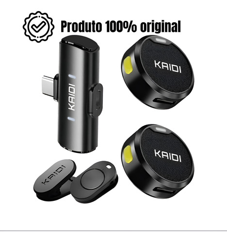 Microfone Lapela Sem Fio Duplo Tipo - C Pro Redondo Kaidi