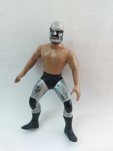 Luchador Bootleg Clásico Máscara Plateada Líneas Negras Ojos (Usado)