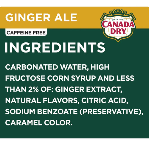 Refresco Canada Dry Ginger Ale 12 Pack Lata 355ml Sin Cafein