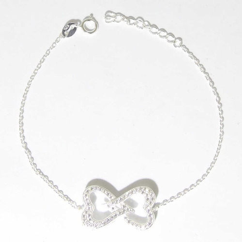 Pulsera Plata 925 Cubic Zircon Engarzado Corazón Infinito