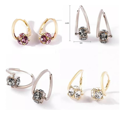 Aretes Plata Diamantes Circonita Cúbica Con Aguja Dama 2par