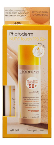 Protetor Solar com Cor FPS 50+ sem Perfume Claro Bioderma Photoderm Nude Touch Caixa 40ml