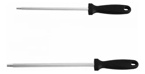 2 Varilla Afilar De Acero Chaira Carbono Con Mango