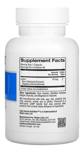 Imagem 2 de 3 de Luteína 10 Mg, Importada (com Lute-gen) - 60 Cáps