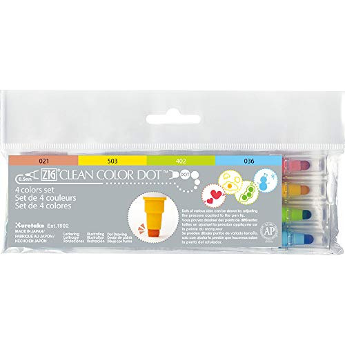 Marcadores Kuretake Zig Clean Color Dot, Juego De 4 Colores,