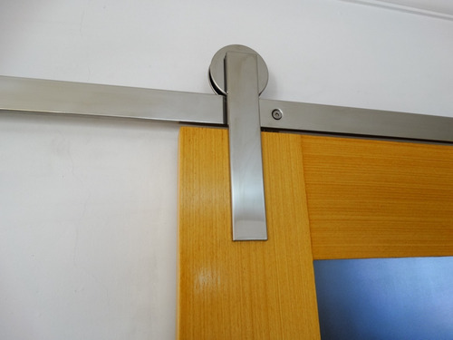 Kit Porta De Correr Em Inox Polido Trilho 1,5m