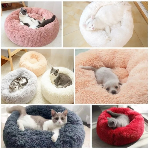 Imagen 3 de 10 de Cama Antiestrés Peluda Para Perros Y Gatos 50 Cm Originales