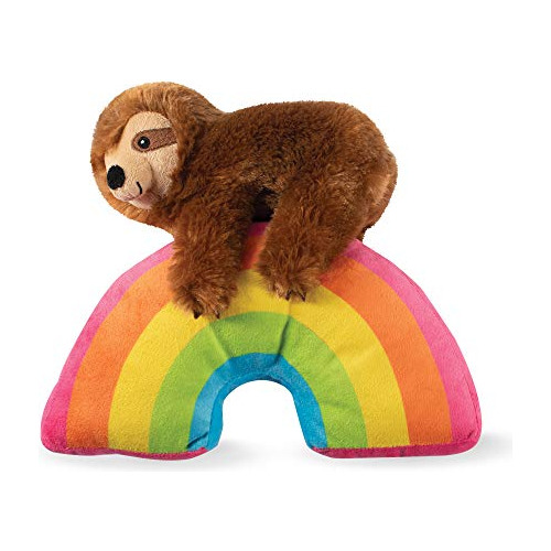 Fringe Studio Dog Toy, Sloth On A Rainbow-plush Pet Toy (289