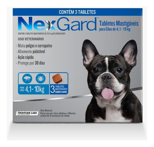 Antipulgas E Carrapatos Nexgard Cães 4 A 10kg - 3 Tablete