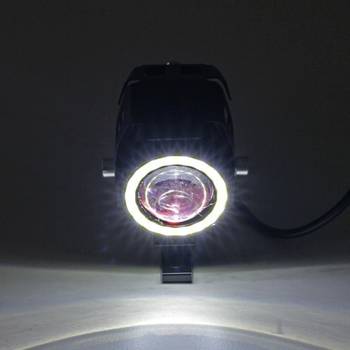Imagen 4 de 9 de Par Faros Ojo De Angel Cree Led Proyector Con Lupa Moto U7