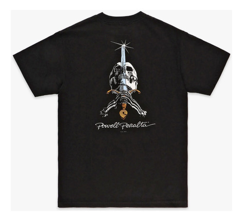 Polera Skate Powell Peralta Skull & Sword Black  | Laminates