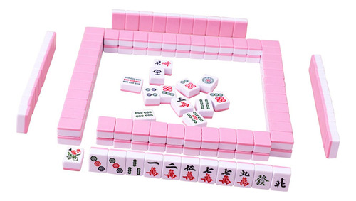 Juego De 144 Piezas Mini Mahjong Tiles Versión China, Rosa