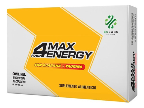 Suplemento En Cápsula Bc Labs  4 Max Energy Guarana Sabor Ninguno En Caja De 50l 15 Un Pack X 45 U