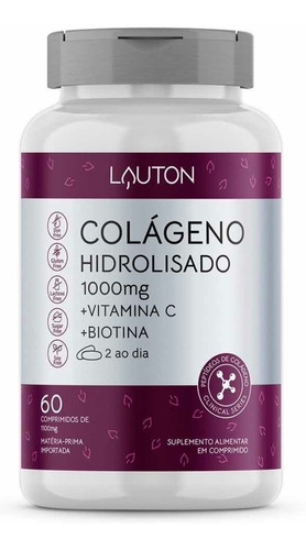 Colágeno Hidrolisado 1000mg + Vit C + Biotina 60 Tabs Lauton
