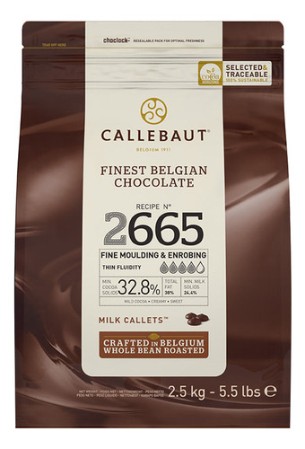 Chocolate Ao Leite 2,5kg Belga Callets 2665 Gotas 32,8% Caca