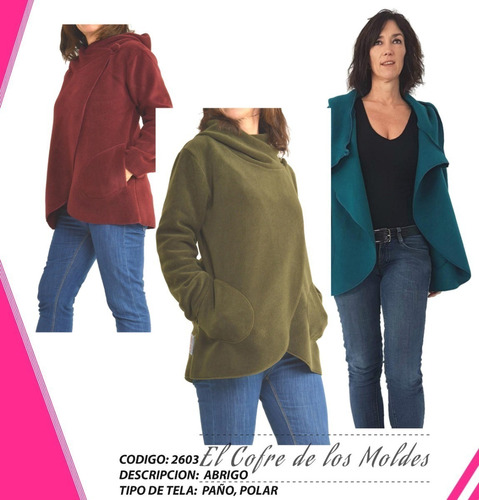 Molde Digital Abrigo Polar Cruzado , Pack Talles 3xl Al 7xl