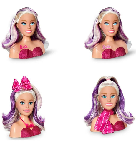 Kit Barbie Busto Penteados + Cachorro Pet Shop Banho
