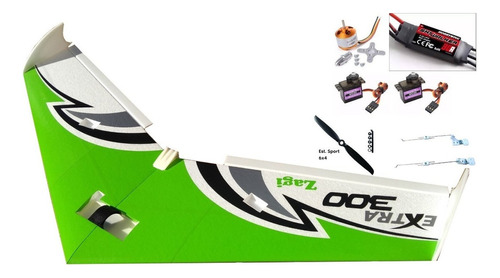 Horizon Aeromodelos Asa Zagi 1:100 verde e branco 100x30cm