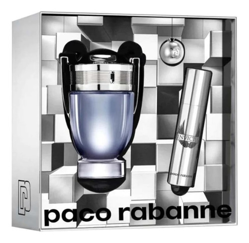 Perfume Invictus Paco Rabanne 50ml + Mini 10ml + Llavero